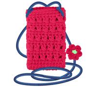 Sac Bandoulière Smartphone Tricoté Main Motif Fleur Série Flowerweave Fuchsia