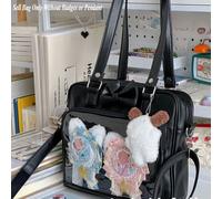 Sac bandoulière style japonais kawaii en PU pour femmes avec poche transparente, nœud papillon style lolita. Sac à main fourre-tout style japonais pour femmes, fille JK, de rue Seul sac sans accessoir