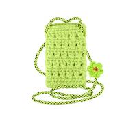 Sac Bandoulière Téléphone Tricoté Main Motif Fleur Série FlowerWeave Vert Citron