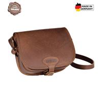 Sac bandoulière traditionnel en cuir Akah Pull Up Marron 25x21x9cm