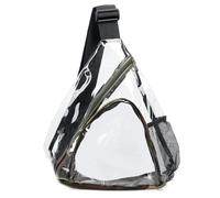 Sac bandoulière transparent en PVC imperméable sac de poitrine approuvé pour les stades à dos transparent pour hommes et femmes avec poche pour bouteille d'eau et sangle réglable