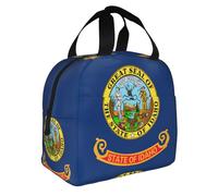 Sac bento isotherme imprimé drapeau de l'Idaho, sac à déjeuner portable en aluminium épais résistant à l'eau