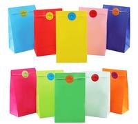 Sac Bonbon en Papier, Vexillic 60 Pièces Coloré Sacs Cadeaux Petit Sachet Cadeau avec Autocollants pour Anniversaire Fêtes Mariage (10 Couleurs) (a)
