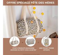 Sac Bowling En Gaze De Coton Léopard Ecru/noir TU