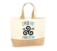 Sac breton J'peux pas | Cabas de Plage Courses Coton et Toile de Jute Idée Cadeau