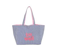 Sac brodé à rayures solides pour femme, léger, réversible, avec intérieur spacieux, livre d'étudiant léger, bleu, One Size