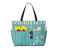 Sac cabas bleu rustique en bois « Je suis à la retraite » pour femme, grand format, avec fermeture éclair et poche imperméable. Léger et pliable, il est idéal pour la salle de sport, les voyages, le