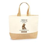 Sac Cabas de Plage Chien Passer du Temps | Toile de Jute Coton Courses Idée Cadeau Personnalisé Proprietaire du Chien (Cocker)