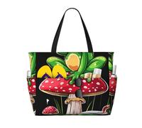 Sac cabas de plage Frog Love Fraise Champignon, grand format, pour femme, avec fermeture éclair et poche imperméable. Léger et pliable, il est idéal pour la salle de sport, les ges, les courses, la n