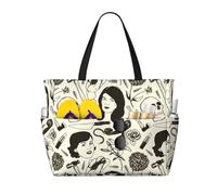 Sac cabas de plage grand format à motif True Crime pour femme, avec fermeture éclair et poche étanche, léger et pliable, idéal pour les voyages, les courses, la natation et le sport.