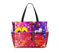 Sac cabas de plage grand format à paillettes métalliques colorées, avec fermeture éclair et poche imperméable. Léger et pliable, il est idéal pour la salle de sport, les voyages, les courses, la nat