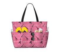 Sac cabas de plage grand format en forme de cœur, idéal pour la Saint-Valentin, à Paris, avec fermeture éclair et poche imperméable. Léger et pliable, il est également parfait pour la salle de sport,