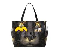 Sac cabas de plage grand format Golden Cool Lion King Painting pour femme, avec fermeture éclair et poche imperméable, léger et pliable, idéal pour les ges, les courses, la natation et le sport.