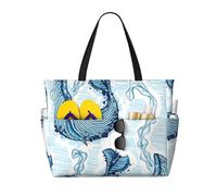 Sac cabas de plage grand format Whale Marine Plants pour femme avec fermeture éclair et poche imperméable, sac de sport pliable et léger idéal pour les ges, les courses, la natation et le sport.