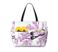 Sac cabas de plage Sakura Tree Cherry Blossoms pour femme, grand format, avec fermeture éclair et poche imperméable, léger et pliable, idéal pour la salle de sport, les ges, les courses, la natation
