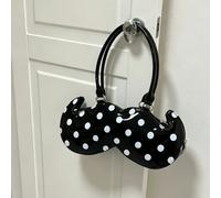 Sac cabas d'épaule et sous-bras style japonais et coréen INS, mode citadine pour le quotidien et le shopping, transparent avec imprimé pois et motif moustache, à main, design unique de niche pour fill