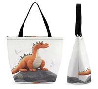 Sac Cabas Dragon Rigolo Pliable Sac De Plage Avec Poches Cabas En Toile Pour L‘École Courses Amie