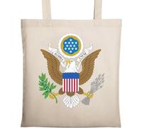 Sac cabas en coton écologique naturel beige avec blason des États-Unis d'Amérique