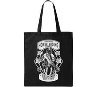 Sac cabas en coton écologique naturel noir avec inscription « Rebellion Cowboy », Noir , Taille unique