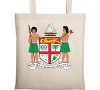 Sac cabas en coton naturel écologique avec blason des Fidji Beige