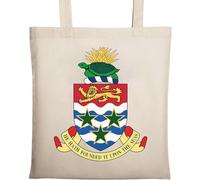Sac cabas en coton naturel écologique avec blason des îles Caïmans Beige