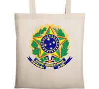 Sac cabas en coton naturel écologique avec blason du Brésil Beige