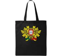 Sac cabas en coton naturel écologique noir blason portugal, Noir , Taille unique