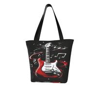 Sac cabas en forme de guitare rock noire et rouge, modèle 1, sac à bandoulière, sac à main pour femme, grand sac de courses de 33 cm (13 pouces).