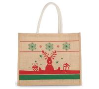 Sac cabas en toile - KIMOOD - KI0736 - Motif Noël - 100% jute naturel - 22 litres