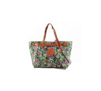 Sac Cabas en Toile - LE TEMPS DES CERISES - Aloes 1 - Fleurs Vertes - Zippée - A4 Compatible