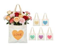 Sac Cabas en Toile pour Femme Lot de 6 Sacs Cœur Conversation