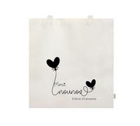 Sac cabas et tote bag motif merci nounou et coeur personnalisable
