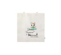 Sac cabas facon tote bag motif bonnes vancances maitresse et chat personnalisable