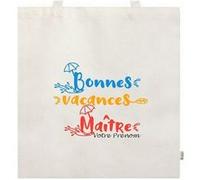 Sac cabas facon tote bag TAPERSO motif bonnes vacances maitre personnalisable Beige G