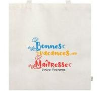 Sac cabas facon tote bag TAPERSO motif bonnes vancances maitresse personnalisable Beige G