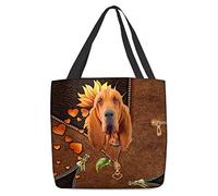 Sac Cabas Fermeture Éclair À Motif Chien De Saint-Hubert Et Tournesol Mode Sac De Plage Léger Sacs Portés Épaule Pour Marché Plage L‘École