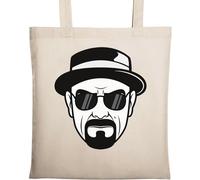 Sac Cabas Homme Lunettes Barbe Coton Naturel Ecologique Beige