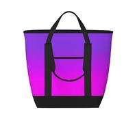 Sac cabas isotherme à dégradé de couleurs violet néon et rose vif - Grand format, imperméable et adapté au contact alimentaire, idéal pour les courses, le déjeuner, les pique-niques et les plats à e