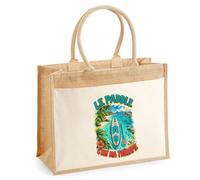 Sac Cabas Jute avec Poche Le paddle c'est ma thérapie | Toile de Jute et Coton 21 L Fond Plat Anses 65 cm | Marché Courses Plage | Cadeau Femme Maîtresse Anniversaire Noël