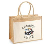 Sac Cabas Jute Le Jiu-Jitsu Brésilien C'est La Vie | Cabas Femme Sac de Plage Toile de Jute | Idée Cadeau Femme Maîtresse Anniversaire Noël | Imprimé en Bretagne
