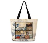 Sac Cabas Katsushika Hokusai Japon Peinture Léger Sac De Shopping Imperméable Bandoulière Sacs Pour Gym Bureau L‘École