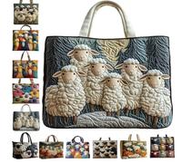 Sac cabas matelassé à imprimé numérique de la série Sheep, grand volume, sac épaule simple, pratique polyvalent pour shopping, sorties en famille et événements formels comme mariage ou fête