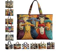 Sac cabas matelassé à imprimé numérique de la série Sheep, grand volume, sac épaule simple, pratique polyvalent pour shopping, sorties en famille et événements formels comme mariage ou fête