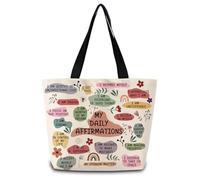 Sac Cabas Mes Affirmations Quotidiennes Mode Sac De Voyage Décontracté Sacs Portés Épaule Pour Courses Maman Travail