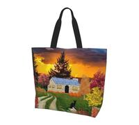 Sac Cabas Paysages D'Automne Dans Un Village Sac Fourre-Tout Léger Décontracté Sacs A Main Pour Travail Quotidienne Les Rendez-Vous