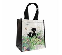 Sac cabas plastique recyclé Chaton Jardin Kiub Bug Art - noir/blanc/vert - TU