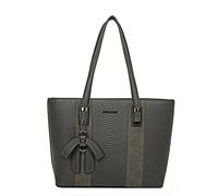 Sac Cabas pour Femme Effet Python avec N?ud Breloque Décoratif Gallantry Gris Gris