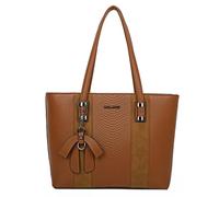 Sac Cabas pour Femme Effet Python avec N?ud Breloque Décoratif Gallantry Marron Marron