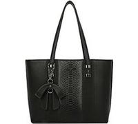 Sac Cabas pour Femme Effet Python avec Nœud Breloque Décoratif Gallantry Noir Noir G