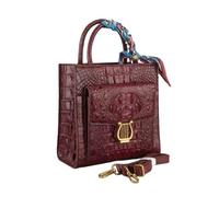 Sac cabas pour femme en cuir d'alligator véritable exotique, petit sac à bandoulière, mini sac à main en cuir de crocodile authentique.